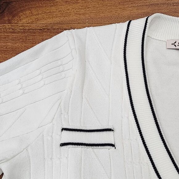 🔸️NWT Nanette Lepore White & Blue Cardigan Sweater Small - Picture 7 of 12